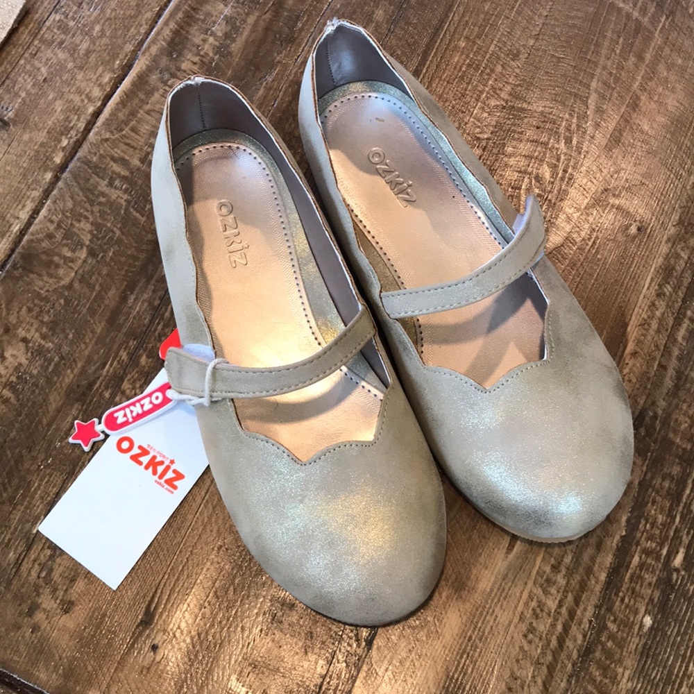 Ozkiz Girls Casual Gold Glitter Mary Janes